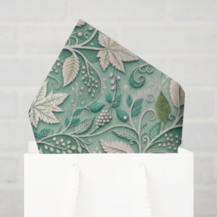 Pastel Green Beige Vintage Botanical Pattern Tissue Paper