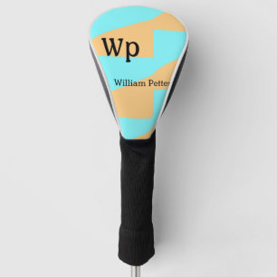 Pastel green blue add name monogram letter title golf head cover