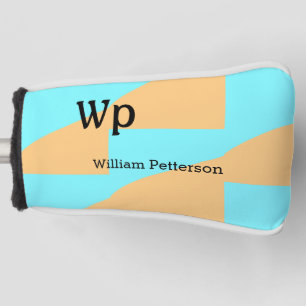 Pastel green blue add name monogram letter title golf head cover