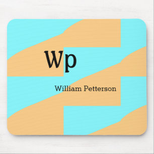 Pastel green blue add name monogram letter title mouse mat