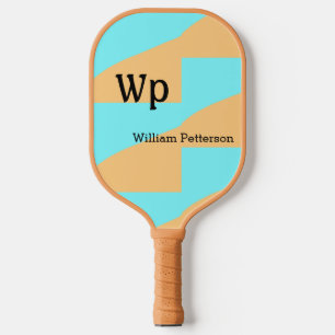 Pastel green blue add name monogram letter title pickleball paddle