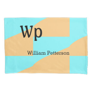 Pastel green blue add name monogram letter title pillowcase