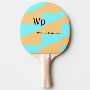 Pastel green blue add name monogram letter title ping pong paddle