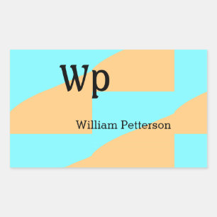Pastel green blue add name monogram letter title rectangular sticker