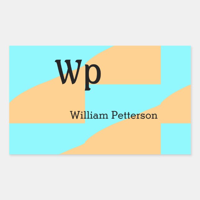 Pastel green blue add name monogram letter title rectangular sticker (Front)