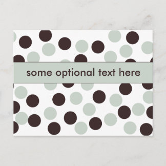pastel green & brown polka dot postcard