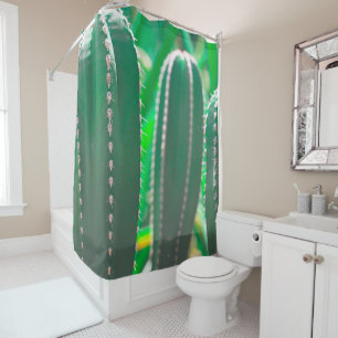 Pastel Green cactus plant leaves Shower Curtain