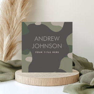 Pastel Green Camouflage Military Style Pattern Square Business Card