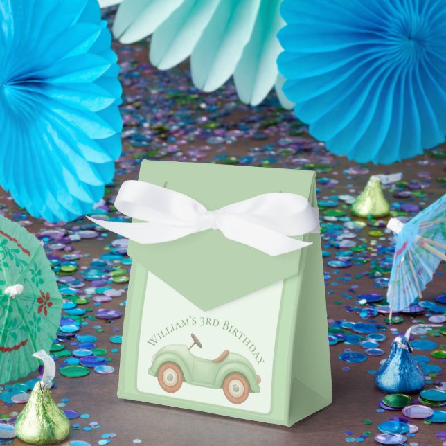 Pastel Green Car & Balloon Favour Box (Party)