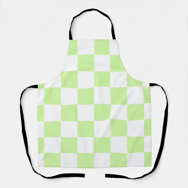 Pastel Green Chequered Gingham Pattern Apron (Front)