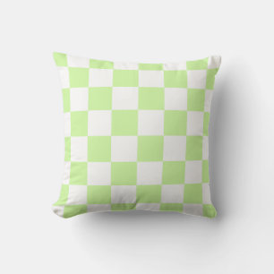 Pastel Green Chequered Gingham Pattern Cushion