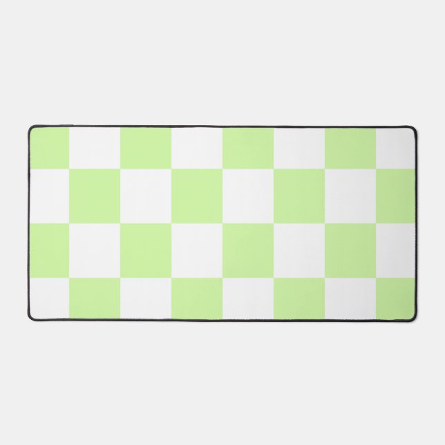 Pastel Green Chequered Gingham Pattern Desk Mat (Front)