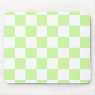 Pastel Green Chequered Gingham Pattern Mouse Mat