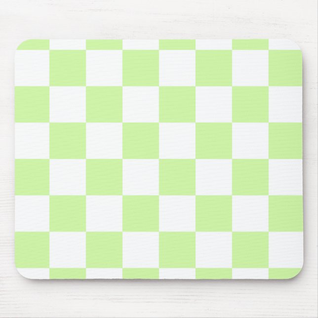Pastel Green Chequered Gingham Pattern Mouse Mat (Front)