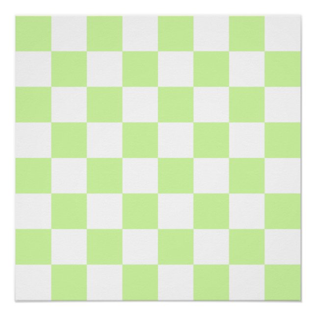 Pastel Green Chequered Gingham Pattern Poster (Front)