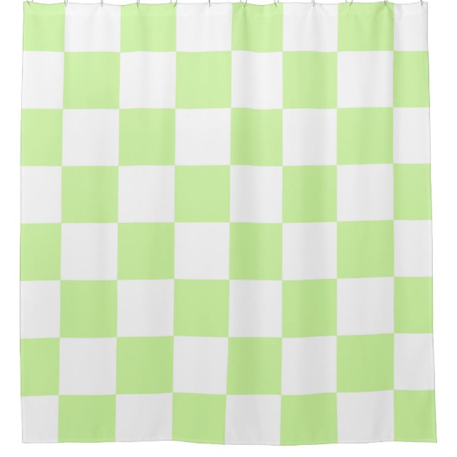 Pastel Green Chequered Gingham Pattern Shower Curtain (Front)
