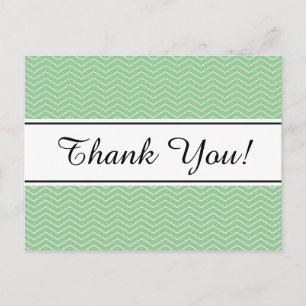 Pastel green chevron pattern thank you postcard