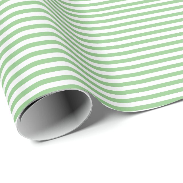 Pastel Green Colour Stripes Vacation Summer Garden Wrapping Paper (Roll Corner)