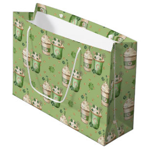 PASTEL GREEN & CREAM IRISH BEVERAGES LARGE GIFT BAG