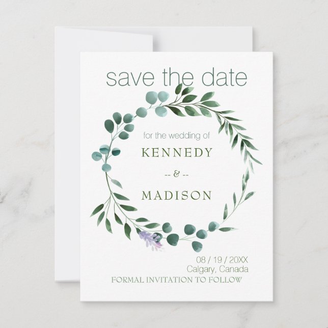 Pastel Green Floral Wedding Invitation (Front)