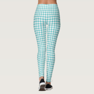 Pastel Green Gingham Check Pattern Leggings