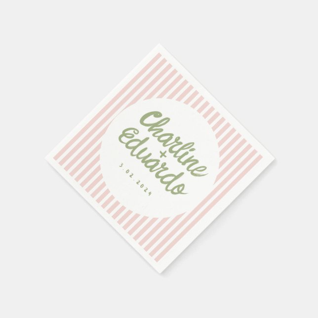 Pastel Green Handwriting Retro Wedding Napkins (Corner)