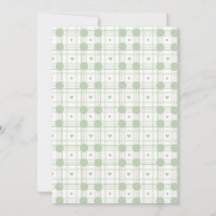 Pastel Green Heart Plaid Baby Shower  Invitation