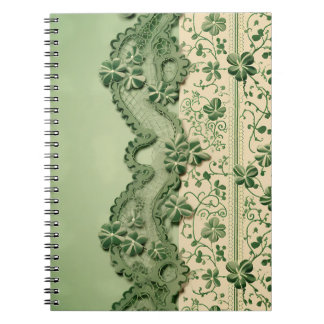 PASTEL GREEN INTRICATE LACE LOOK IRISH PATTERN NOTEBOOK