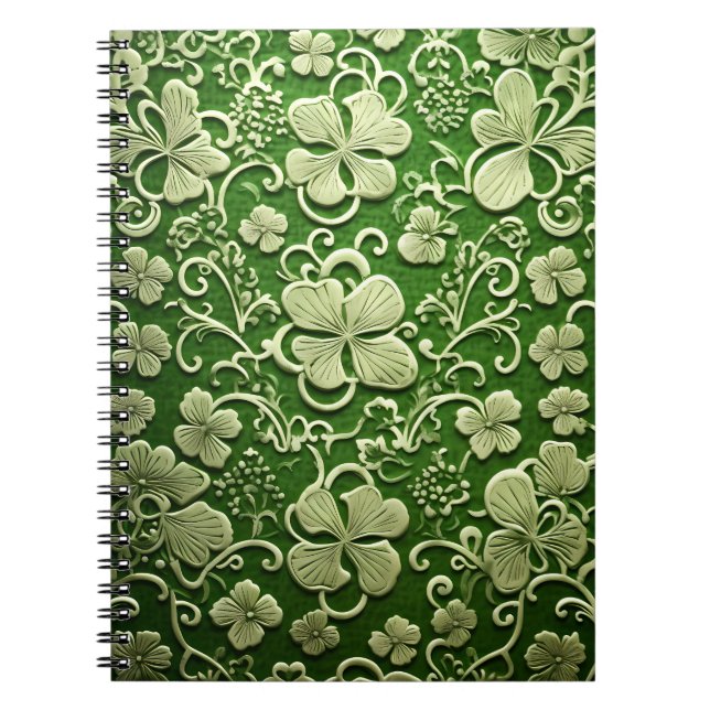 PASTEL GREEN INTRICATE LACE LOOK IRISH PATTERN NOTEBOOK (Front)