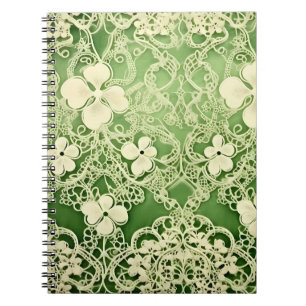 PASTEL GREEN INTRICATE LACE LOOK IRISH PATTERN NOTEBOOK
