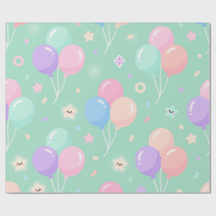 Pastel Green Kids Birthday Wrapping Paper