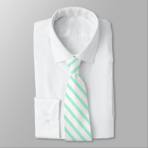 Pastel Green Mint Stripes Solid Colour  Tie