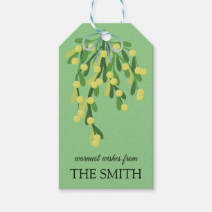 Pastel green mistletoe gift tags