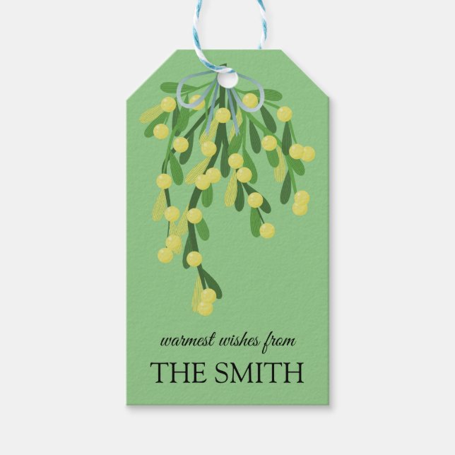 Pastel green mistletoe  gift tags (Front)