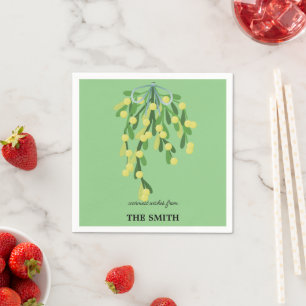 Pastel green mistletoe napkin