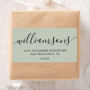 Pastel Green Modern Script Return Address