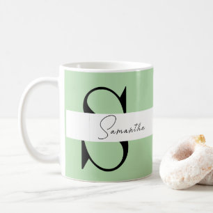 Pastel Green Monogram Classic Mug – Personalised