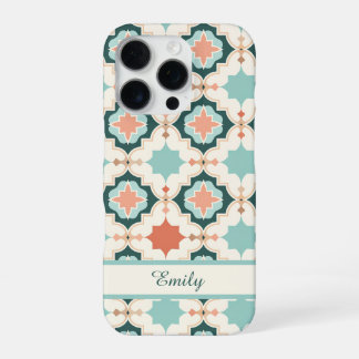 Pastel Green Moroccan Tile Personalised iPhone 16 Pro Case