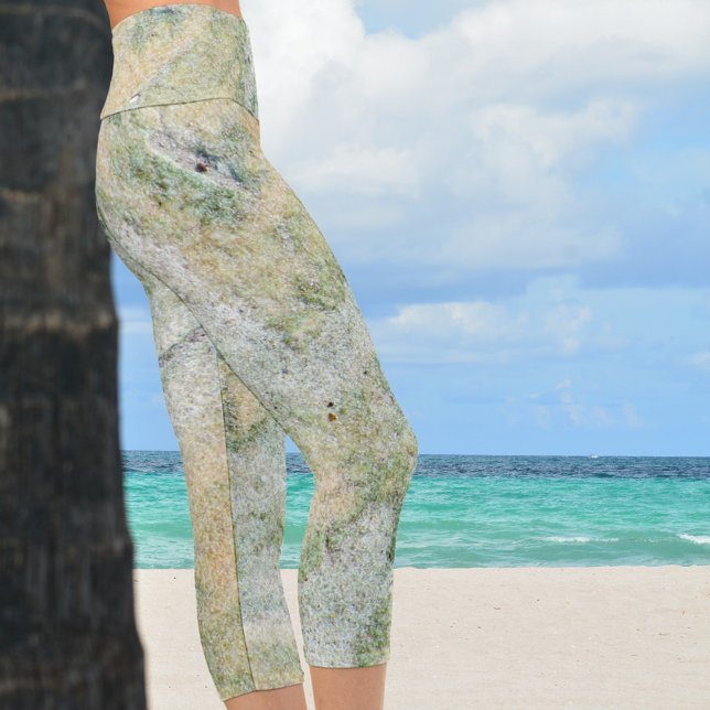 Pastel Green Multi Colour Sandstone Capri Leggings (Creator Uploaded)