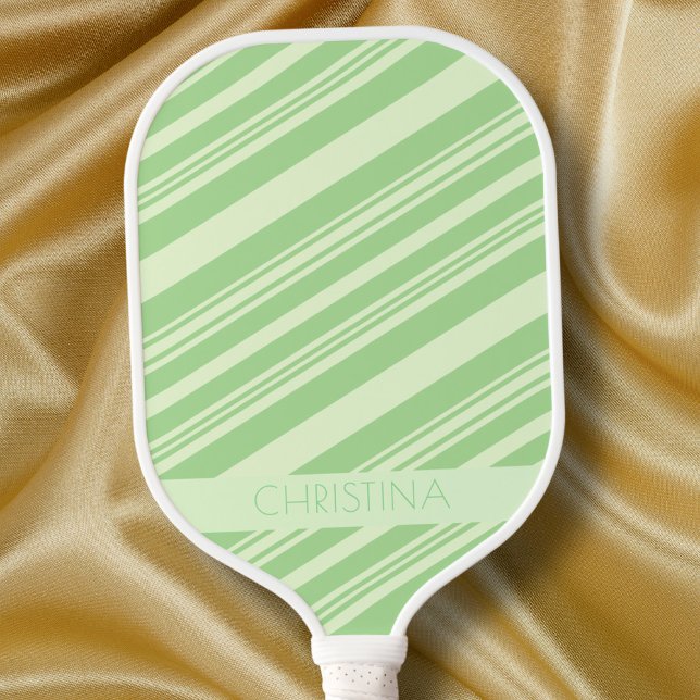 Pastel Green Olive Green Elegant Chic Custom Name Pickleball Paddle (Creator Uploaded)