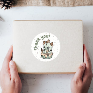 Pastel Green Orange Baby Dragon Thank you Stickers