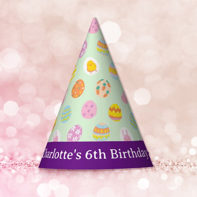 Pastel Green Painted Eggs Pattern Kids Birthday Party Hat (Creator Uploaded)