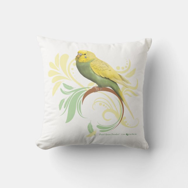 Pastel Green Parakeet Cushion (Front)