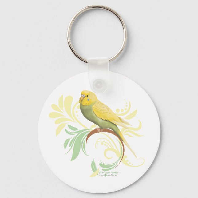 Pastel Green Parakeet Key Ring (Front)