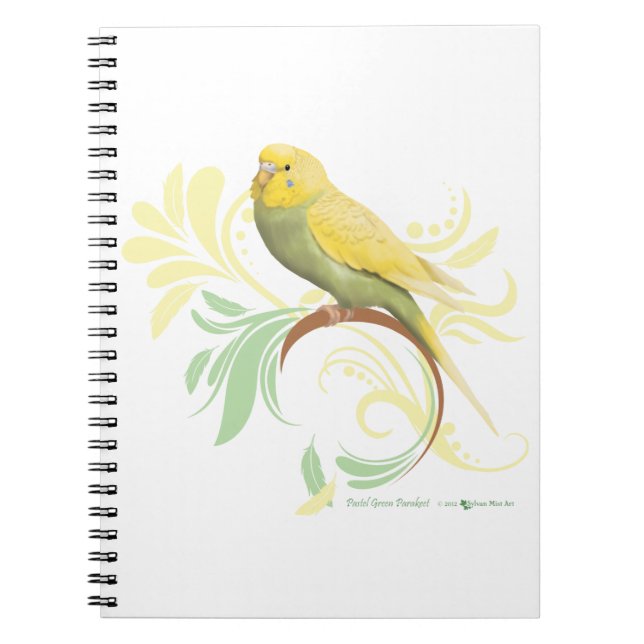 Pastel Green Parakeet Notebook (Front)