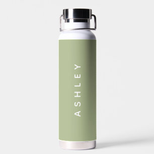 Pastel Green Personalized Name Custom Chic Water Bottle