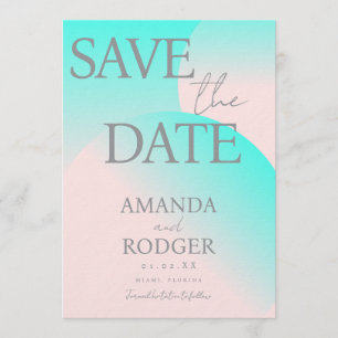 Pastel Green Pink Geometric Save the Date Invitation