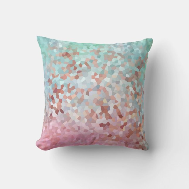 PASTEL GREEN PINK PIXEL DESIGN CUSTOM CUSHION (Front)