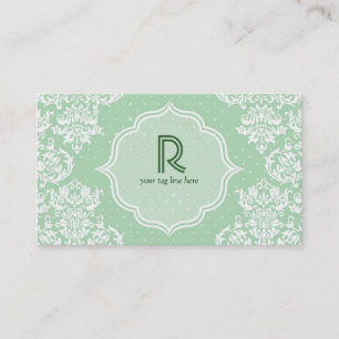 Pastel Green Polka Dot & Floral-Elegant Template Business Card