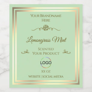 Pastel Green Product Label Gold Frame with Logo
